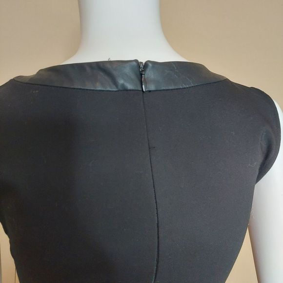 Zara Trafaluc Black V-neck Faux Leather Mixed Media Mini Dress Small NWT Defects - Picture 7 of 11